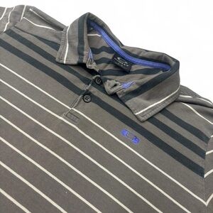 Oakley Vintage Y2K Black and Gray Striped Polo Shirt